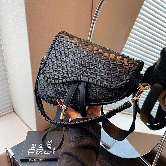 Women Saddle Bag PU Leather Small Crossbody Satchel with Detachable Straps - Picture 5 of 7